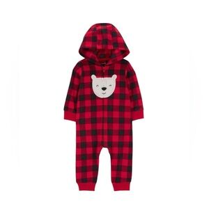 Carter’s Just One You Holiday Baby Plaid Bear Romper with Hood Size 12M NWT